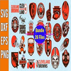 Bundle 26 Files Cleveland Browns Football team Svg, Cleveland Browns Svg, NFL Teams svg, NFL Svg, Png, Dxf, Eps, Instant