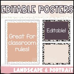 Editable Classroom Posters | Boho Neutral Classroom Decor | Elementary Classroom | Bulletin Board | Classroom Decor