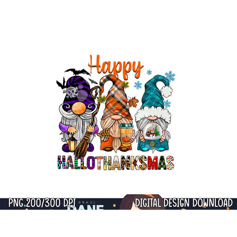 Halloween Thanksgiving Christmas Happy HalloThanksMas Gnomes png, sublimation copy.jpg