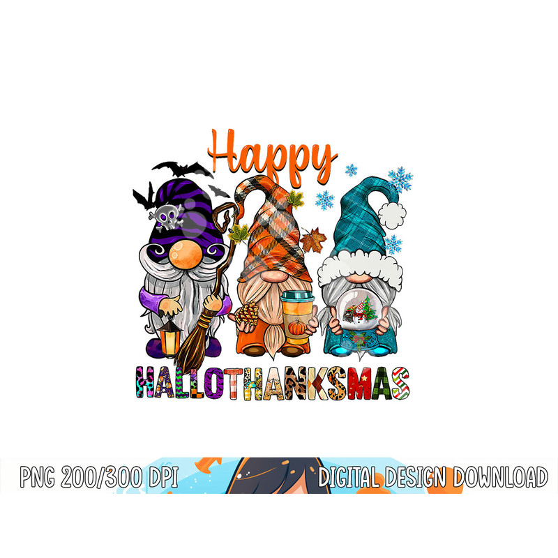 Halloween Thanksgiving Christmas Happy HalloThanksMas Gnomes png, sublimation copy.jpg