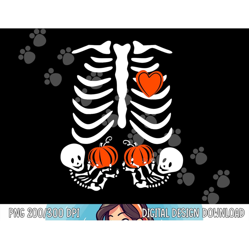 Halloween Twin Pregnant Skeleton Twins Baby Xray Rib Cage png, sublimation copy.jpg