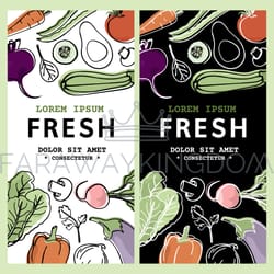 raw flyer healthy food low carb text vector illustration set