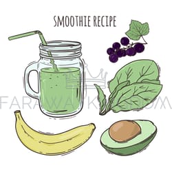recipe smoothie healthy eating beverage vector illustration set