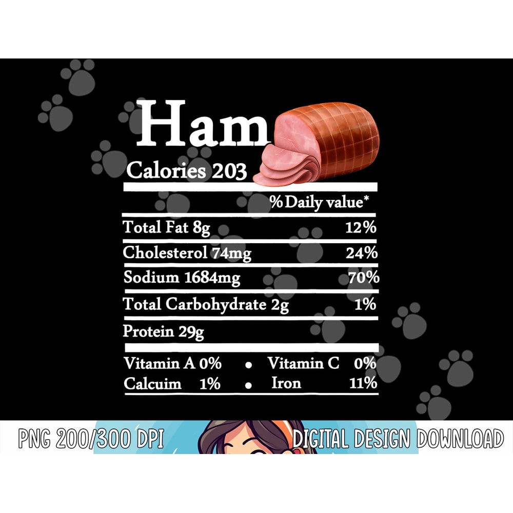 Ham Nutrition Thanksgiving Christmas Costume Food Facts Gift png, sublimation copy.jpg