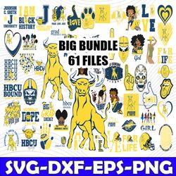 bundle 61 files johnson c. smith football team svg, johnson c. smith svg, hbcu team svg, mega bundle, designs, cricut, c