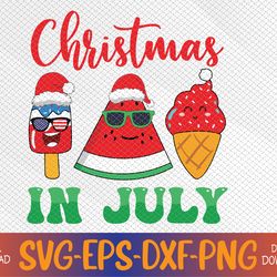 Christmas In July Watermelon Ice Pops, Fun Christmas In July Svg, Eps, Png, Dxf, Digital Download
