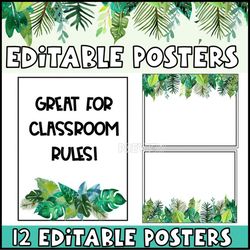 Editable Classroom Posters | Tropical Classroom Decor | Elementary Classroom | Bulletin Board | Classroom Decor | Tropic