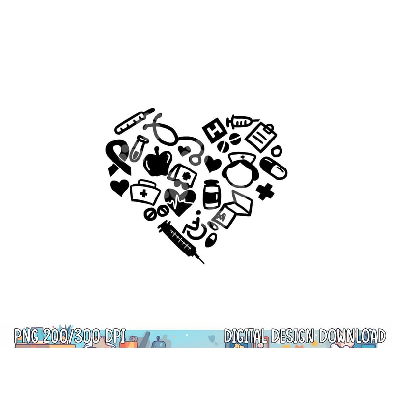 Heart Shaped Nursing Tools Nurse Healthcare Profession Gift png, sublimation copy.jpg