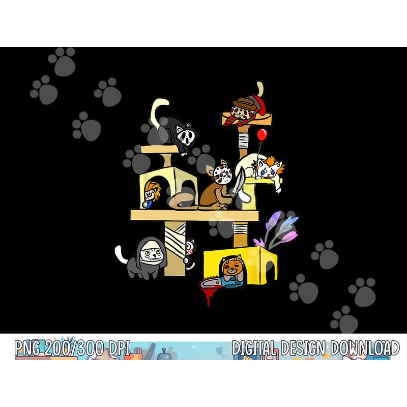 Horror Movies Cat Gifts For Cat Lovers Halloween Costumes png,sublimation copy.jpg