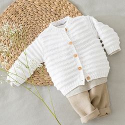 knitting patterns baby clothes ethan cardigan in phildar phil ecocoton - downloadable pdf