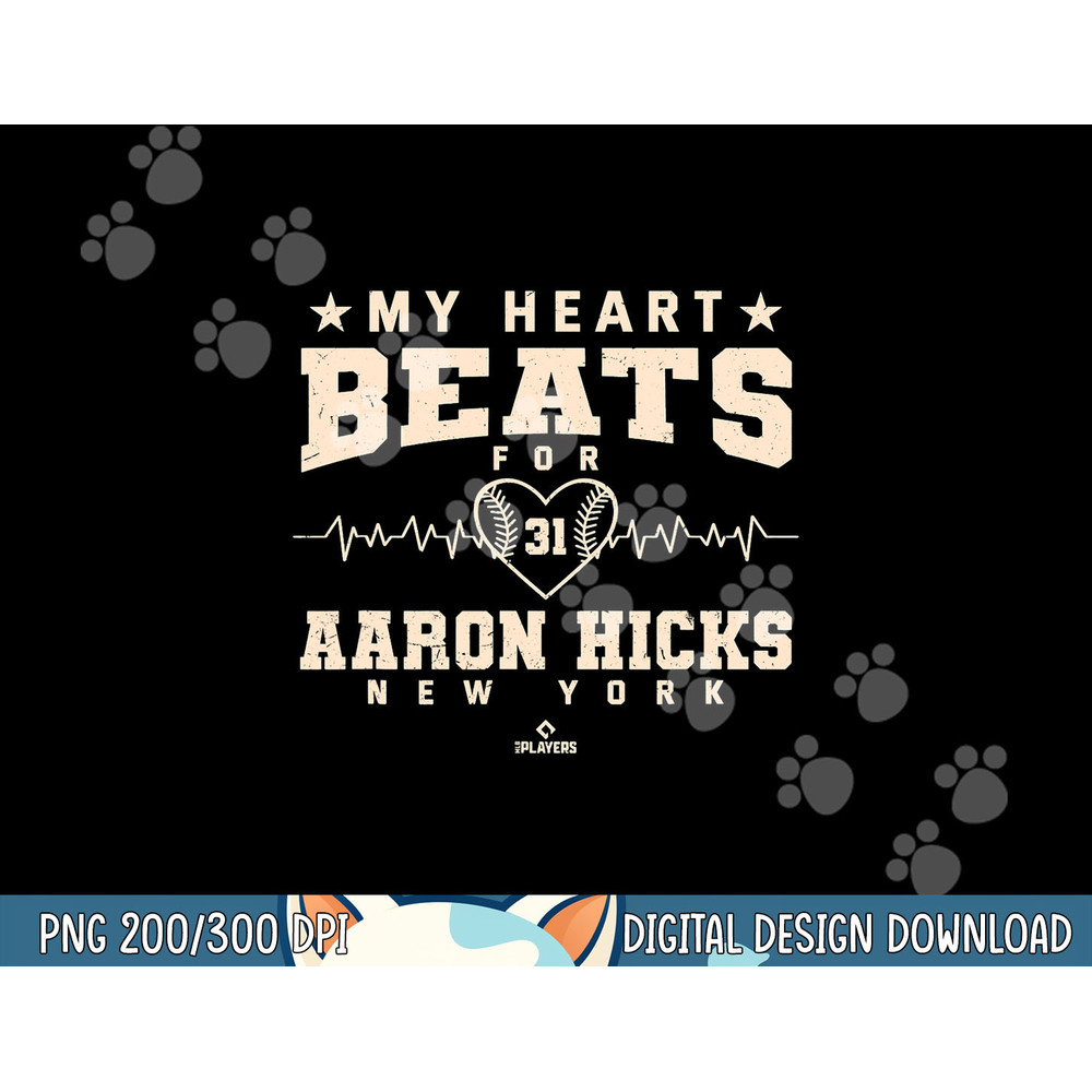 My Heart Beats for Aaron Hicks Baseball Sports Valentines png,sublimation .jpg
