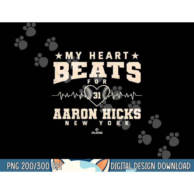 My Heart Beats for Aaron Hicks Baseball Sports Valentines png,sublimation .jpg