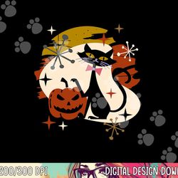 black cat and pumpkin atomic retro halloween  png,sublimation copy