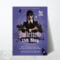 Personalized File Wednesday Addams Birthday Invitation | Wednesday Party Invite | Addams Family | Wednesday| Digital PNG