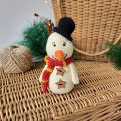 Cute Stuffed Snowman Handmade. Christmas Gift Winter Decor. Decor Snowman Plush. Cute universal Christmas gift decor