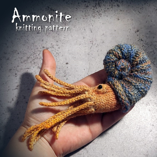 Ammonite knitting pattern, shell, knitting toy, sea animal, rare ancient knitted animal, sea world, how to make DIY.jpg