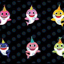 6 family sharks birthday character with friends bundle svg,png,shark's friends svg, pink fong svg, family shark svg, dxf