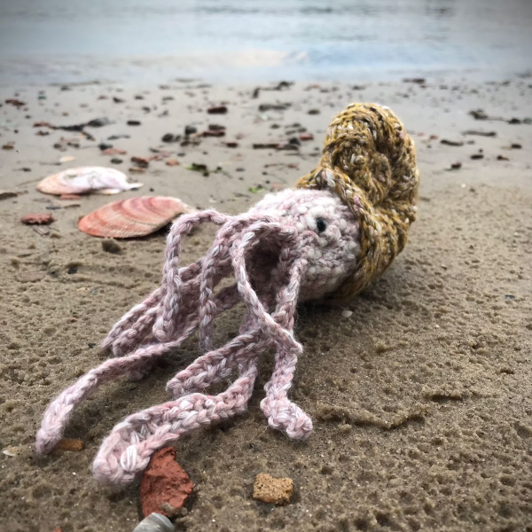 Ammonite knitting pattern, shell, knitting toy, sea animal, rare ancient knitted animal, sea world, how to make DIY2.jpg