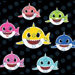 7 family sharks character svg,png,shark's friends svg, pink fong svg, family shark svg, dxf, eps files