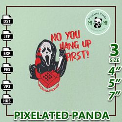 scary halloween embroidery design, no you hang up first halloween serial killer embroidery file, face ghost