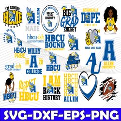 bundle 24 files allen university football team svg, allen university svg, hbcu team svg, mega bundle, designs, cricut, c