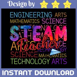 tie dye steam teacher back to school png file sublimation