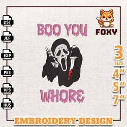 face ghost embroidery design, boo you whore halloween horror mask embroidery file, instant download
