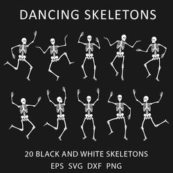 Dancing skeletons bundle, SVG files for Cricut, Dancing skeleton, Skeleton dancing, Silhouette DXF, Halloween, cut files