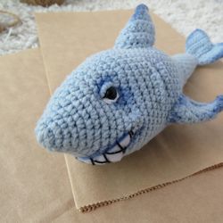 Baby shark toy. Cute plush shark. Stuffed animal toy. Handmade stuffed shark toy. housewarming gift marine style