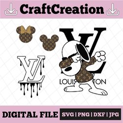 LV logo Brand Svg, Mickey Fashion Svg, Mickey Matching Couple Svg, Instant digital Download Svg Transparent Off White Lo