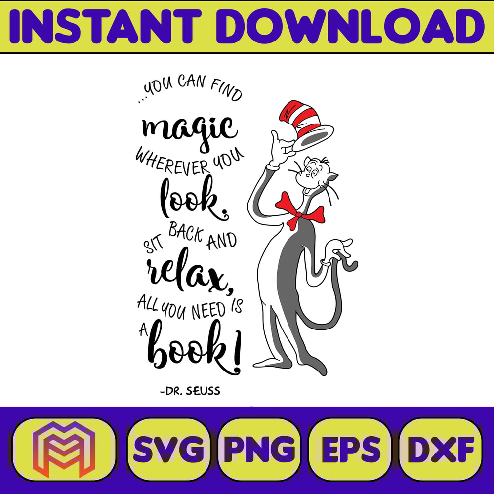 Dr Seuss Svg Layered Item, Dr. Seuss Quotes Cat In The Hat Svg Clipart, Cricut, Digital Vector Cut File, Cat And The Hat (235).jpg