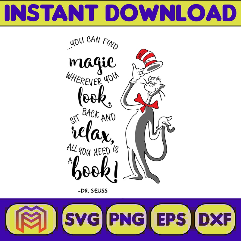 Dr Seuss Svg Layered Item, Dr. Seuss Quotes Cat In The Hat Svg Clipart, Cricut, Digital Vector Cut File, Cat And The Hat (235).jpg