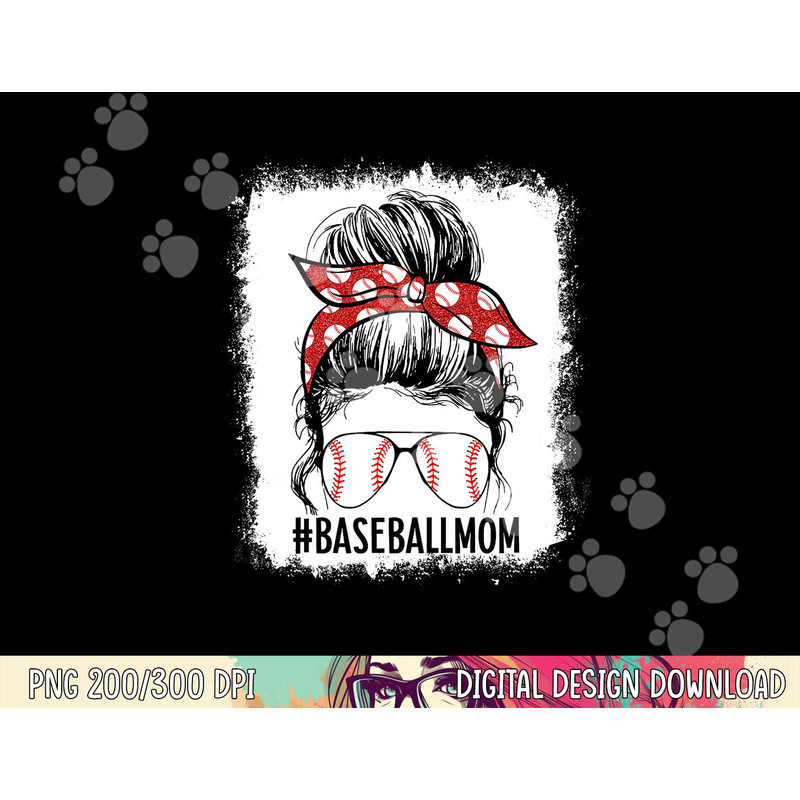 Bleached Baseball Mom Messy Bun Game Day Vibes Mother s Day png, sublimation copy.jpg