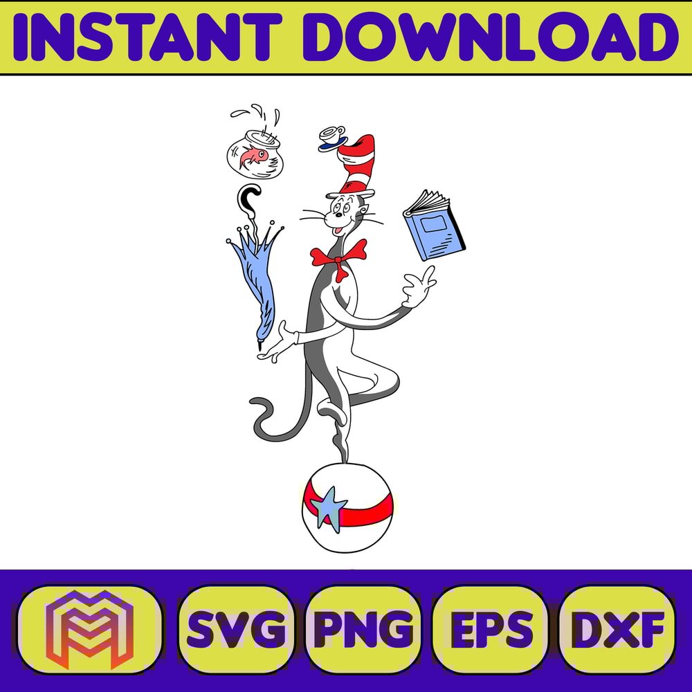 Dr Seuss Svg Layered Item, Dr. Seuss Quotes Cat In The Hat Svg Clipart, Cricut, Digital Vector Cut File, Cat And The Hat (269).jpg