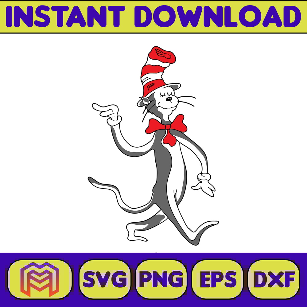 Dr Seuss Svg Layered Item, Dr. Seuss Quotes Cat In The Hat Svg Clipart, Cricut, Digital Vector Cut File, Cat And The Hat (281).jpg