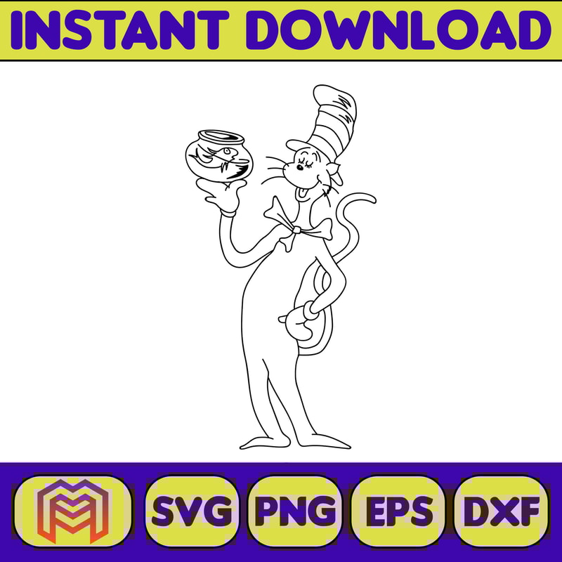 Dr Seuss Svg Layered Item, Dr. Seuss Quotes Cat In The Hat Svg Clipart, Cricut, Digital Vector Cut File, Cat And The Hat (283).jpg