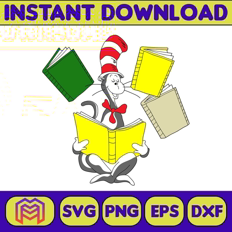 Dr Seuss Svg Layered Item, Dr. Seuss Quotes Cat In The Hat Svg Clipart, Cricut, Digital Vector Cut File, Cat And The Hat (286).jpg