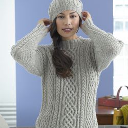 knitting patterns hats inishturk sweater and tam in lion brand fishermen's wool - 90047ad downloadable pdf, english