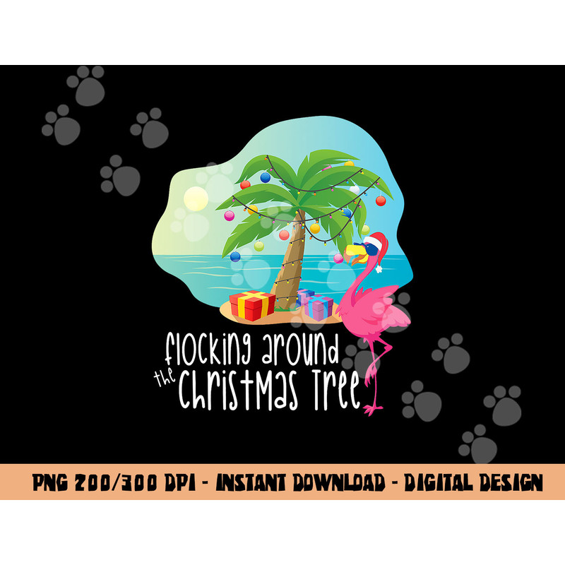 Funny Flamingo Flocking Around The Christmas Tree Pajamas png, sublimation copy.jpg