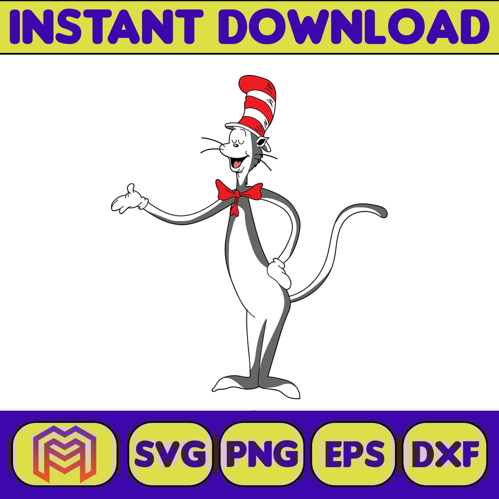Dr Seuss Svg Layered Item, Dr. Seuss Quotes Cat In The Hat Svg Clipart, Cricut, Digital Vector Cut File, Cat And The Hat (293).jpg