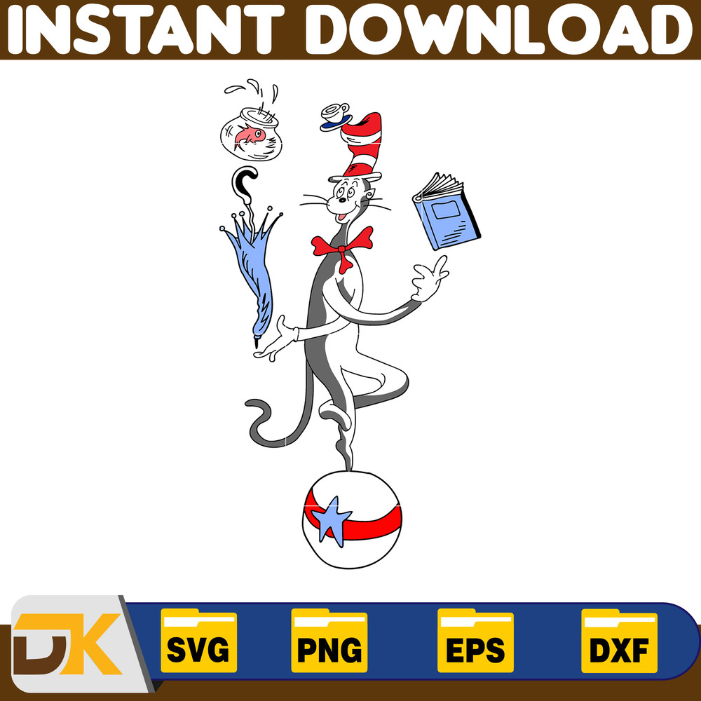 Dr Seuss Svg Layered Item, Dr. Seuss Quotes Cat In The Hat Svg Clipart, Cricut, Digital Vector Cut File, Cat And The Hat (269).jpg