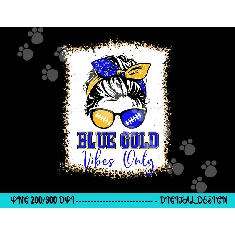 Blue Gold Vibes Only Football Shirt Women Leopard Football png, sublimation copy.jpg