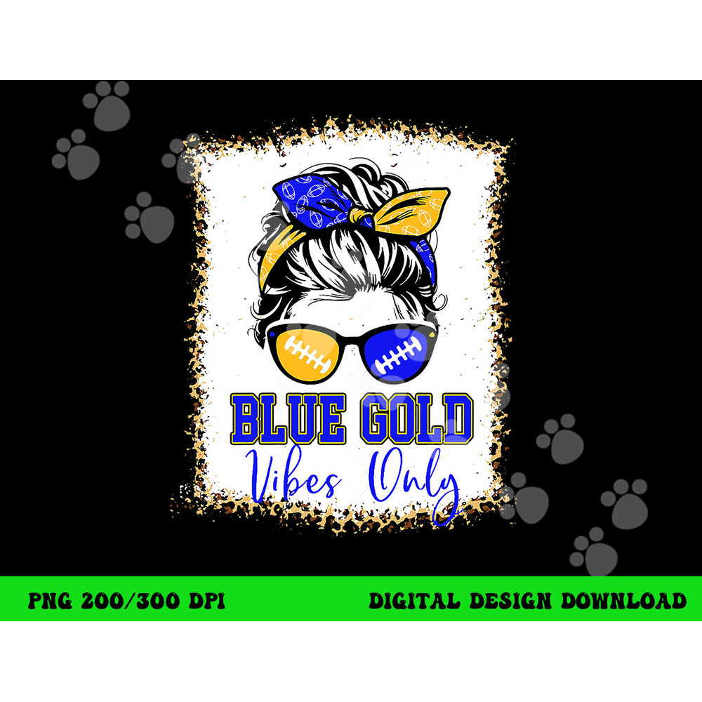 Blue Gold Vibes Only Football Shirt Women Leopard Football png, sublimation copy.jpg
