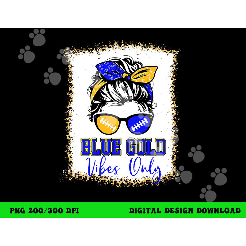 Blue Gold Vibes Only Football Shirt Women Leopard Football png, sublimation copy.jpg