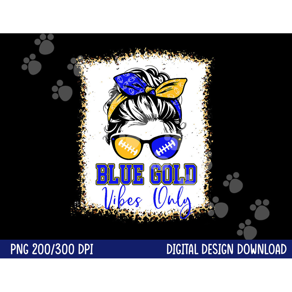 Blue Gold Vibes Only Football Shirt Women Leopard Football png, sublimation copy.jpg