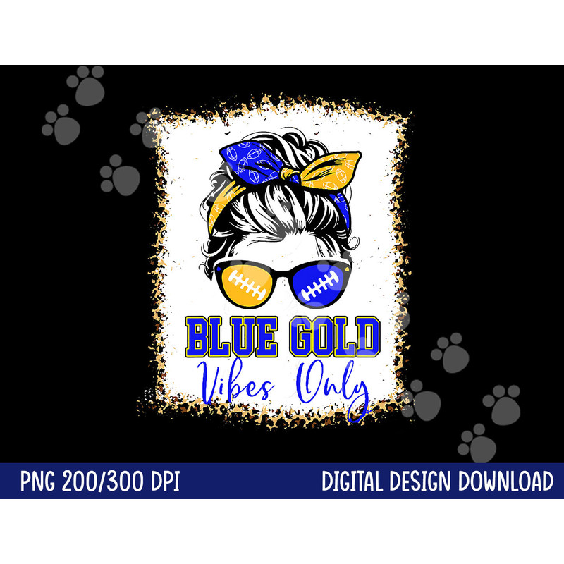 Blue Gold Vibes Only Football Shirt Women Leopard Football png, sublimation copy.jpg