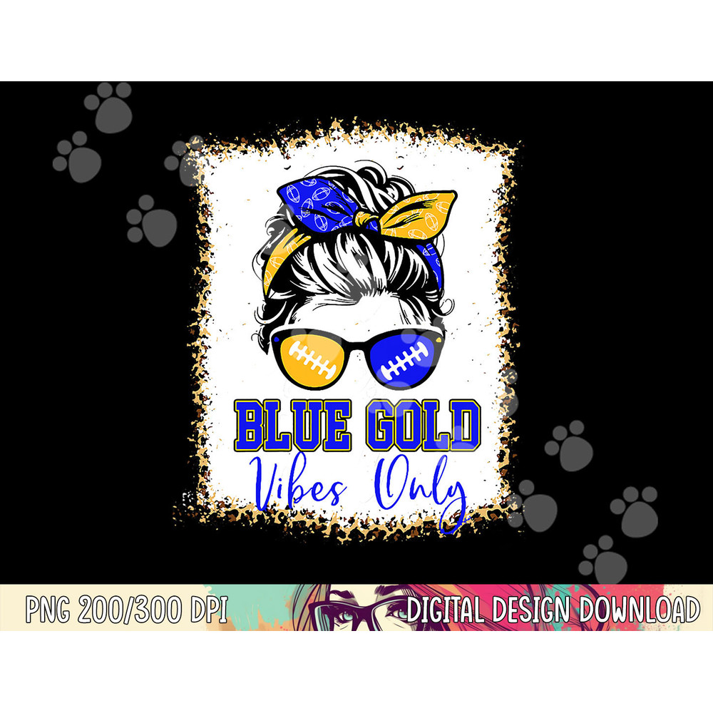 Blue Gold Vibes Only Football Shirt Women Leopard Football png, sublimation copy.jpg