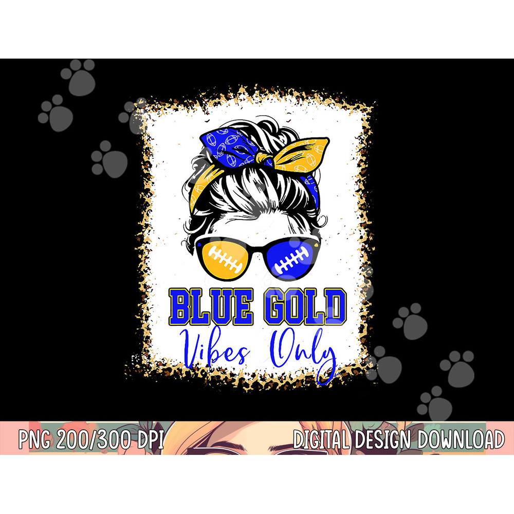 Blue Gold Vibes Only Football Shirt Women Leopard Football png, sublimation copy.jpg