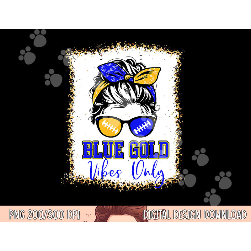 Blue Gold Vibes Only Football Shirt Women Leopard Football png, sublimation copy.jpg