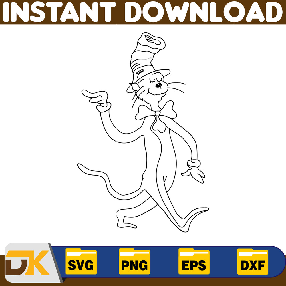 Dr Seuss Svg Layered Item, Dr. Seuss Quotes Cat In The Hat Svg Clipart, Cricut, Digital Vector Cut File, Cat And The Hat (280).jpg